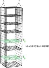Metal Wire Adjustable 7 Tier Hanging Clothes Shelf for Bedroom Dormitory