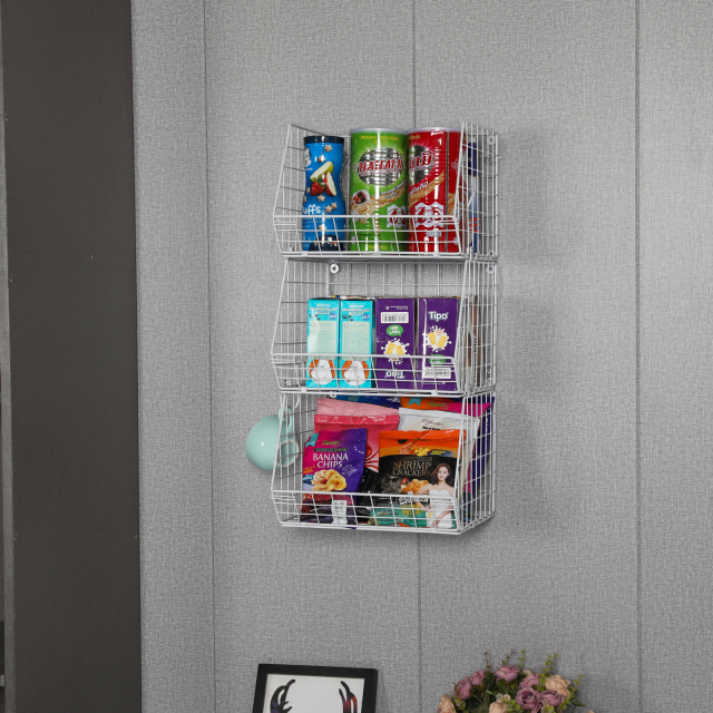 White 3 Tier Stackable Foldable Hanging Countertop Closet Organizer with Hanging S Hook