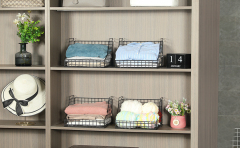 4pcs Stackable Foldable Countertop Wire Basket Closet Organizer