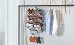 4 Tier Adjustable Over The Door Shoe Organizer with Hooks