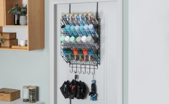4 Tier Adjustable Over The Door Shoe Organizer with Hooks