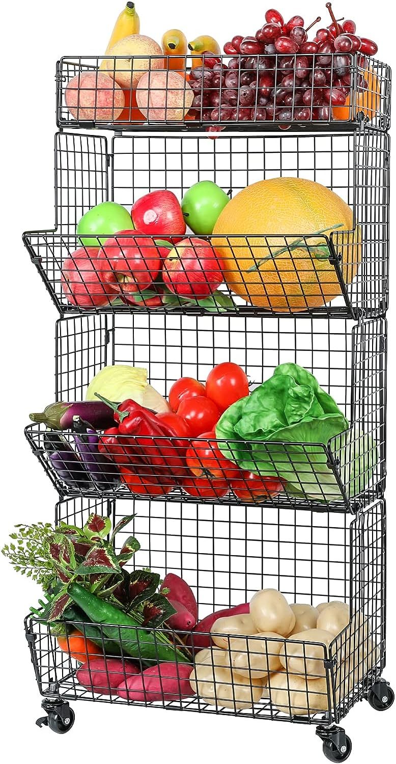 4 Tier Stackable Foldable Toys Plush Dools Kid Teen Products Organizer Wire Basket