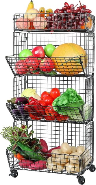 4 Tier Stackable Foldable Toys Plush Dools Kid Teen Products Organizer Wire Basket