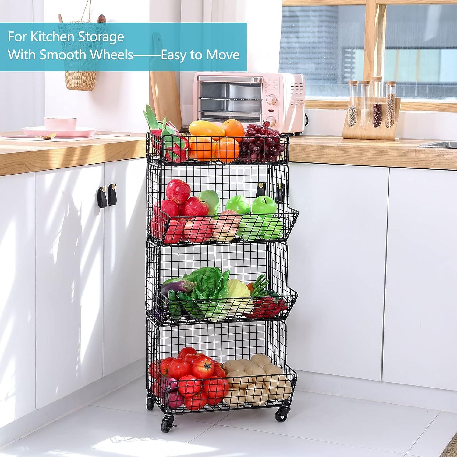 4 Tier Stackable Foldable Toys Plush Dools Kid Teen Products Organizer Wire Basket