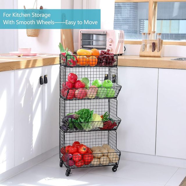 4 Tier Stackable Foldable Toys Plush Dools Kid Teen Products Organizer Wire Basket