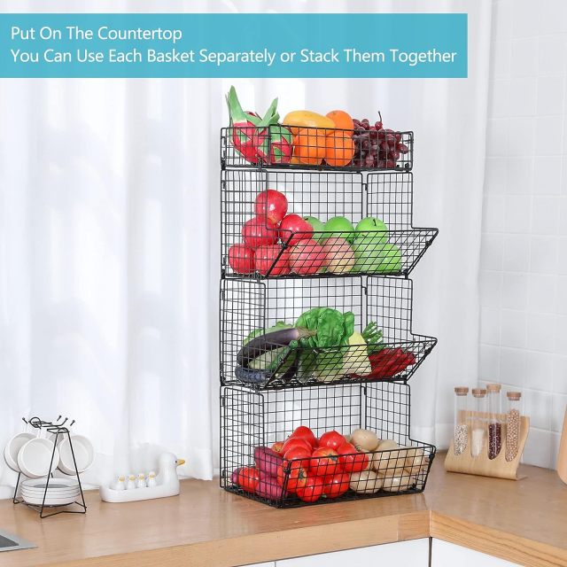 4 Tier Stackable Foldable Toys Plush Dools Kid Teen Products Organizer Wire Basket