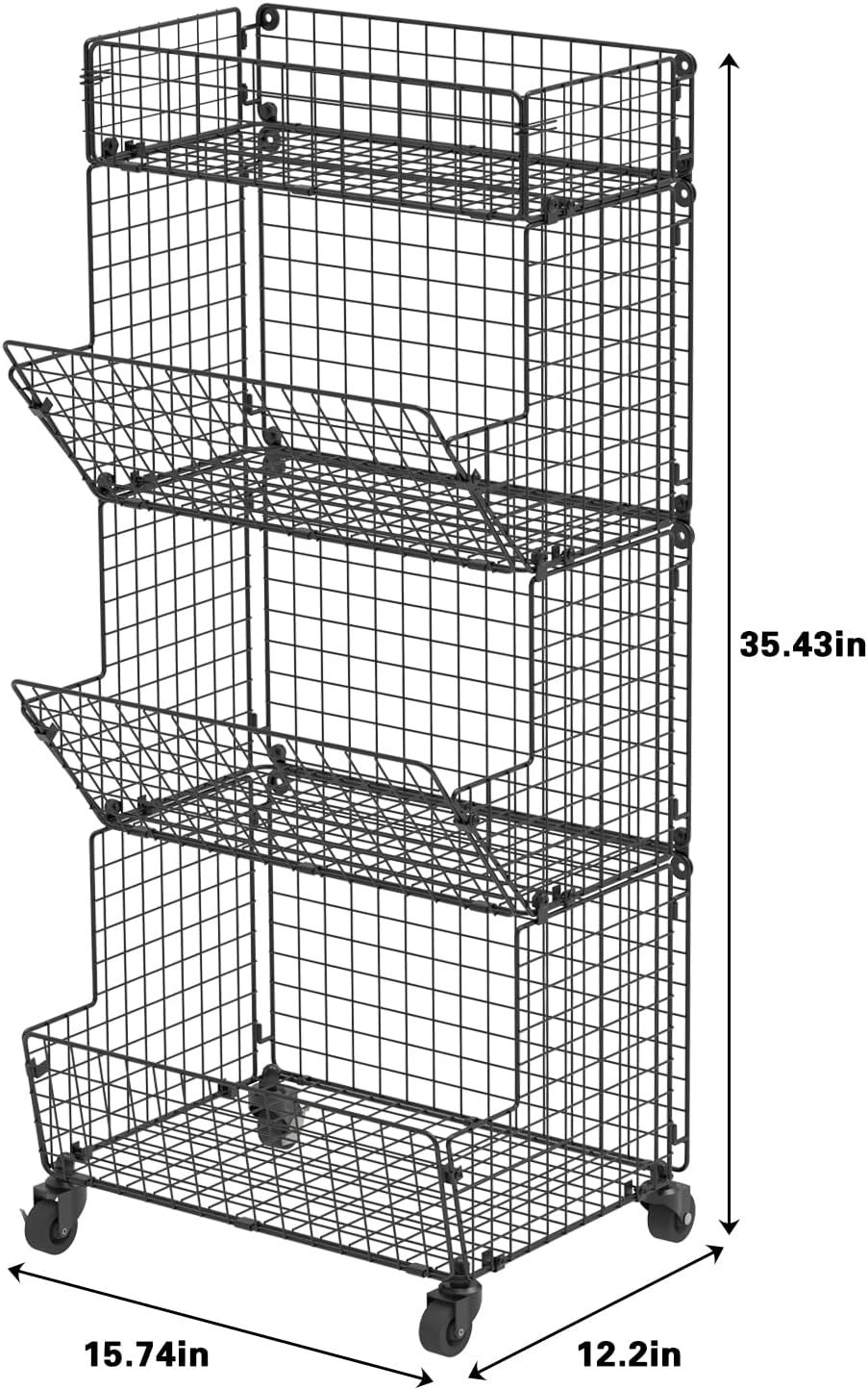 4 Tier Stackable Foldable Toys Plush Dools Kid Teen Products Organizer Wire Basket