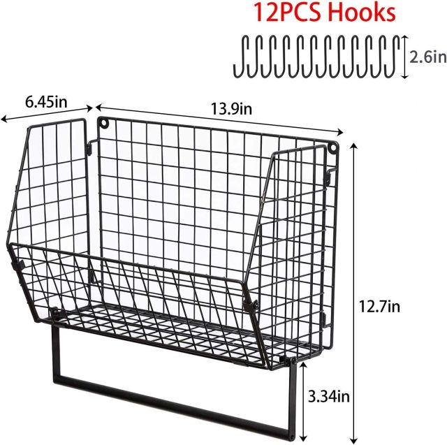 3pcs Coutertop&Wall Mounted Foldable Metal Wire Basket Laundry Room Storage