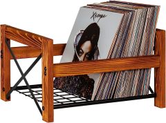 X shaped Wood and Metal Iron Record Holder Record Storage Organizer