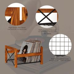 X shaped Wood and Metal Iron Record Holder Record Storage Organizer
