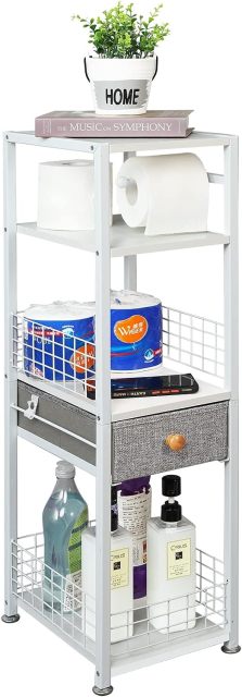 4 Tier Toilet Paper Storage Shelf Bathroom Storage with Drawer
