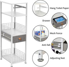 4 Tier Toilet Paper Storage Shelf Bathroom Storage with Drawer
