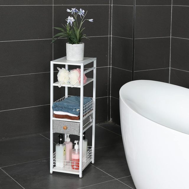 4 Tier Toilet Paper Storage Shelf Bathroom Storage with Drawer