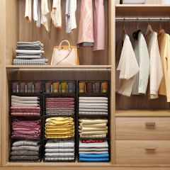 Black Stackable and Foldable Closet Organizers Closet Shelf with Top Devider