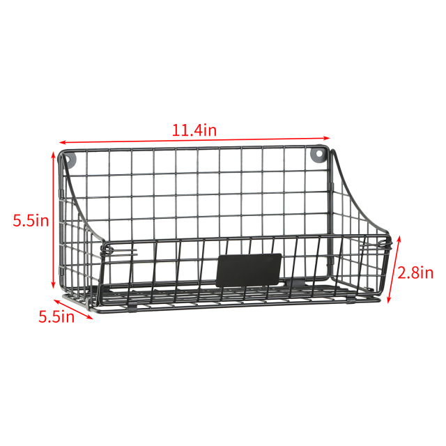 4pcs Foldable Wall Mounted Caddy Storage Wire Basket with Hook