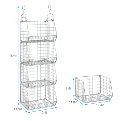 Silver 4 Tier Stackable Foldable Hanging Closet Organizer with Hanging S Hook