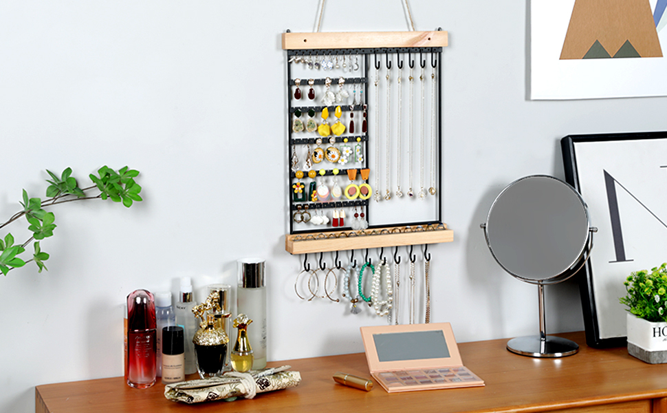6 Wall Earring Necklace Hanging Jewelry Organizer