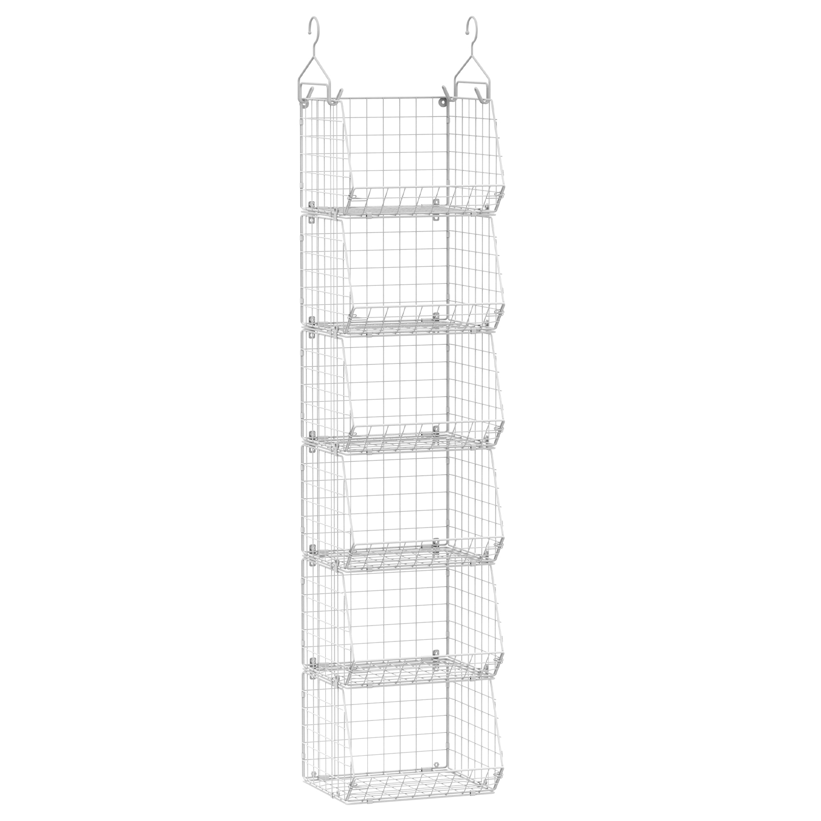 White 6 Tier Stackable Foldable Hanging Closet Organizer with Hanging Hook