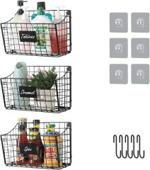 3pcs Middle Size Foldable Shower Caddy Wire Basket Wall Mounted