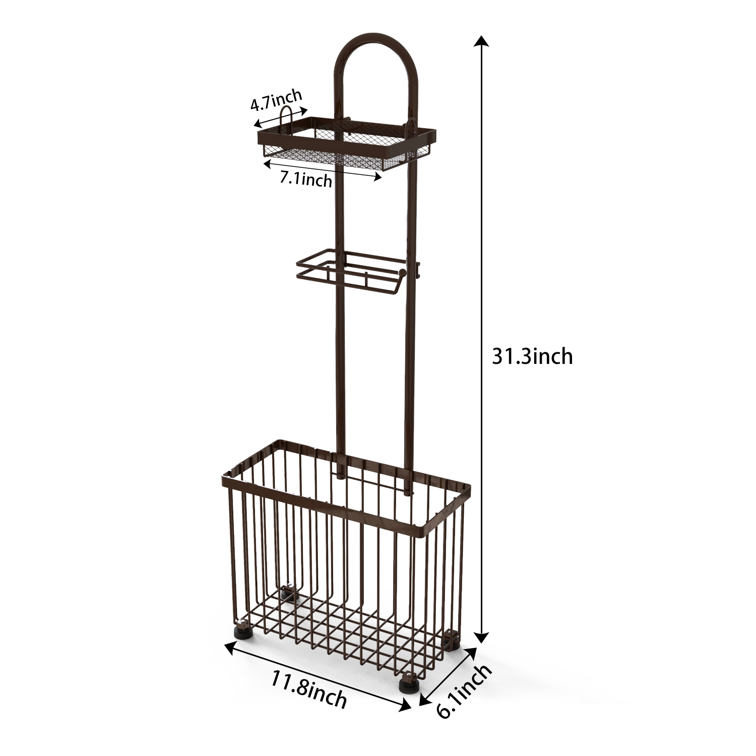 Dark Brown Toilet Paper Holder Racks with Phone Table Storage Tabel