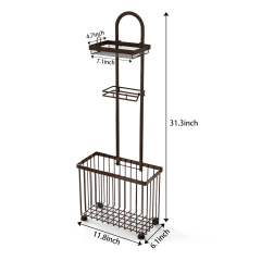 Dark Brown Toilet Paper Holder Racks with Phone Table Storage Tabel