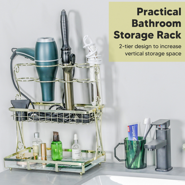 2 Tier Countertop Hair Dryer Hair Tool Organizer