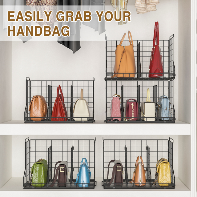 Stackable and Foldable Adjustable Purse Bag Wallets Closet Organizer