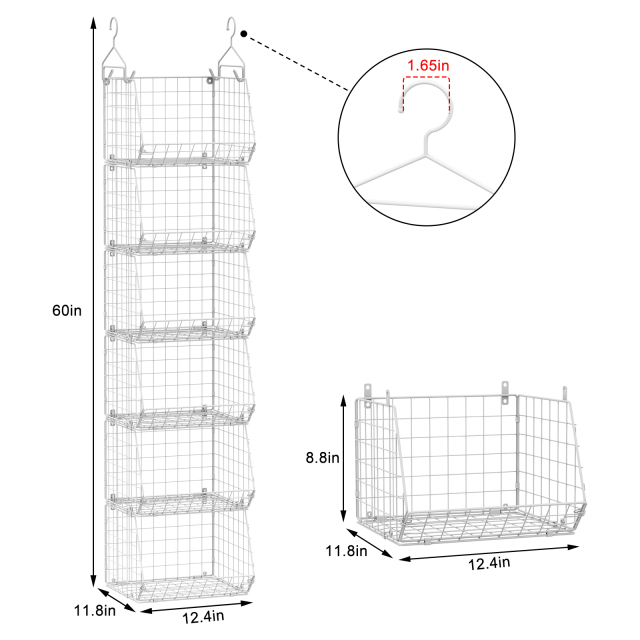 White 6 Tier Stackable Foldable Hanging Closet Organizer with Hanging Hook