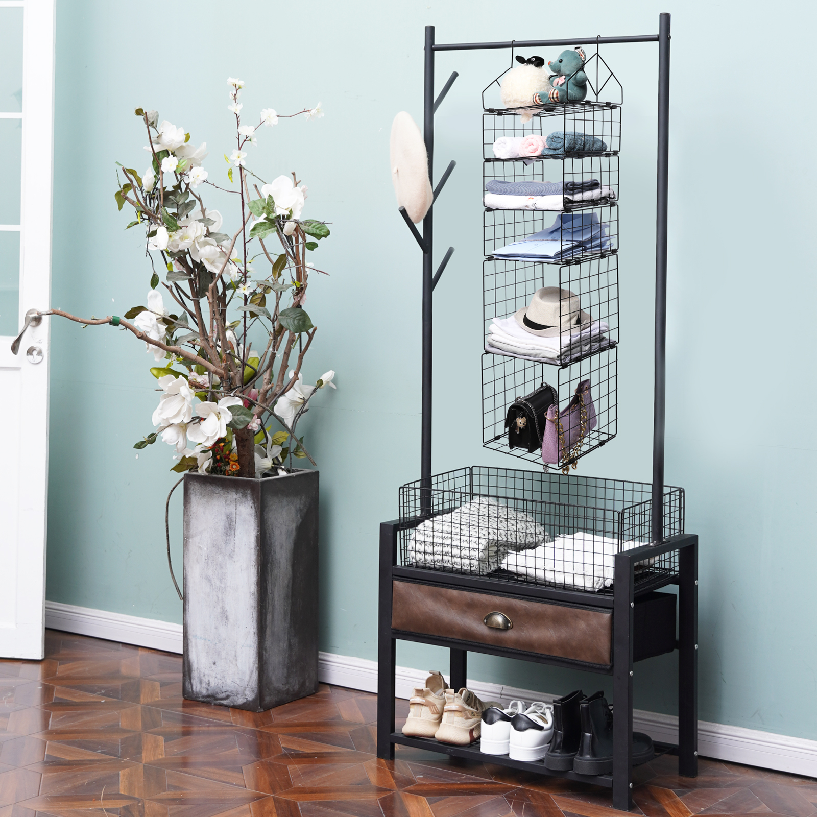 5 Tier Adjustable Stackable Foldable Hanging Countertop Closet Organizer Shelf