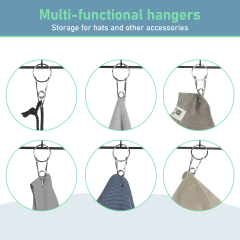 Over the Door Adjustable Metal Hat Holder with Hooks