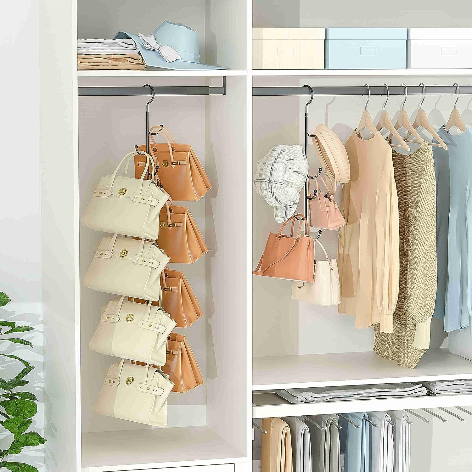 360° Rotating Purse Bag Wallets Hanging Shelf Storage Organizer