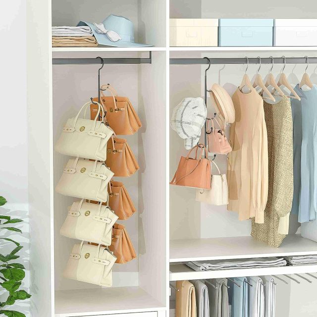 360° Rotating Purse Bag Wallets Hanging Shelf Storage Organizer