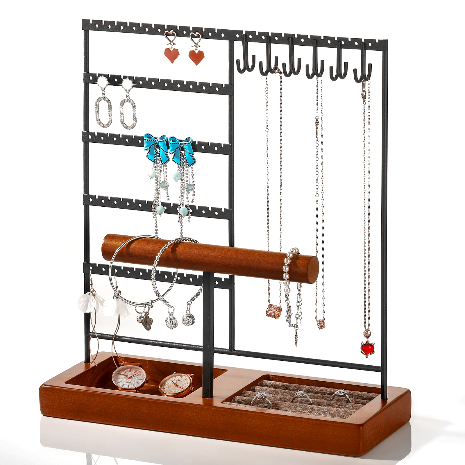 5 Tier Earring Necklace Display with Holder