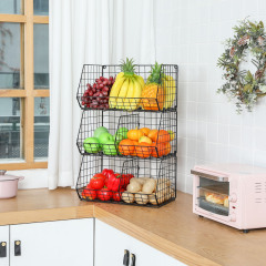 3 Tier Stackable Foldable Hanging Closet Organizer with Divider Coutertop Hanging Clothing Organizer