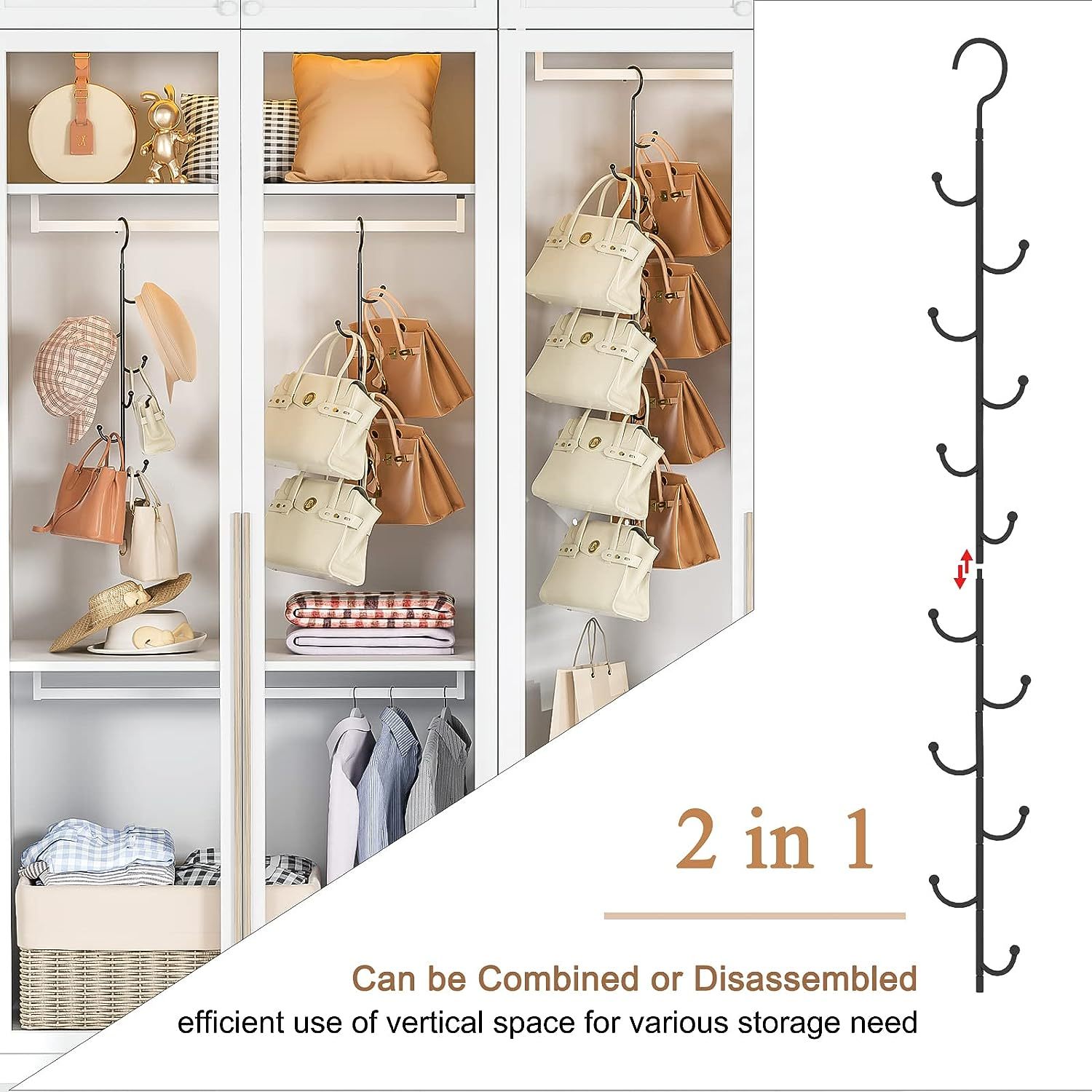 360° Rotating Purse Bag Wallets Hanging Shelf Storage Organizer
