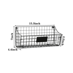 Larger Size 2pcs Foldable Wall Mounted Caddy Storage Wire Basket with Hook