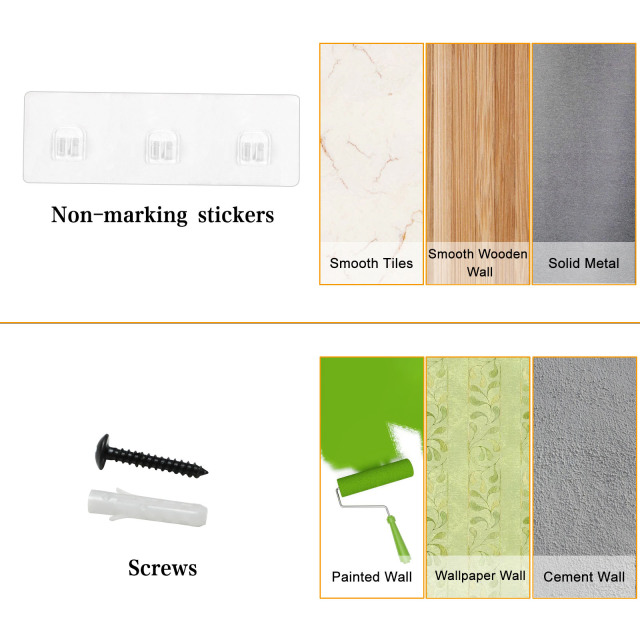 Black 4 Shelf Wall Mounted Hair Dryer Holder Organizer with Hook