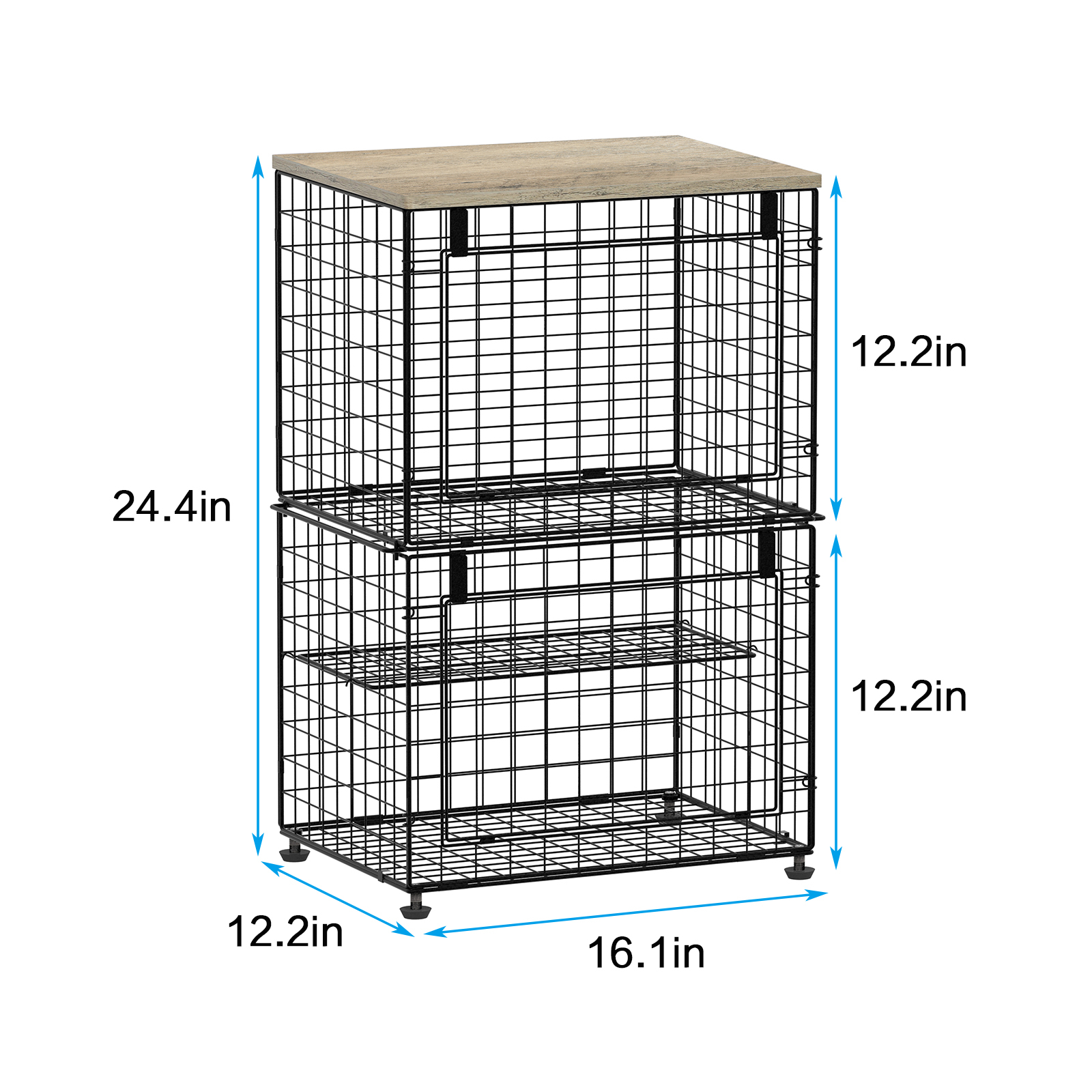 2 Stackable Foldable Big Size Laundry Storage Basket with Wooden Tabletop