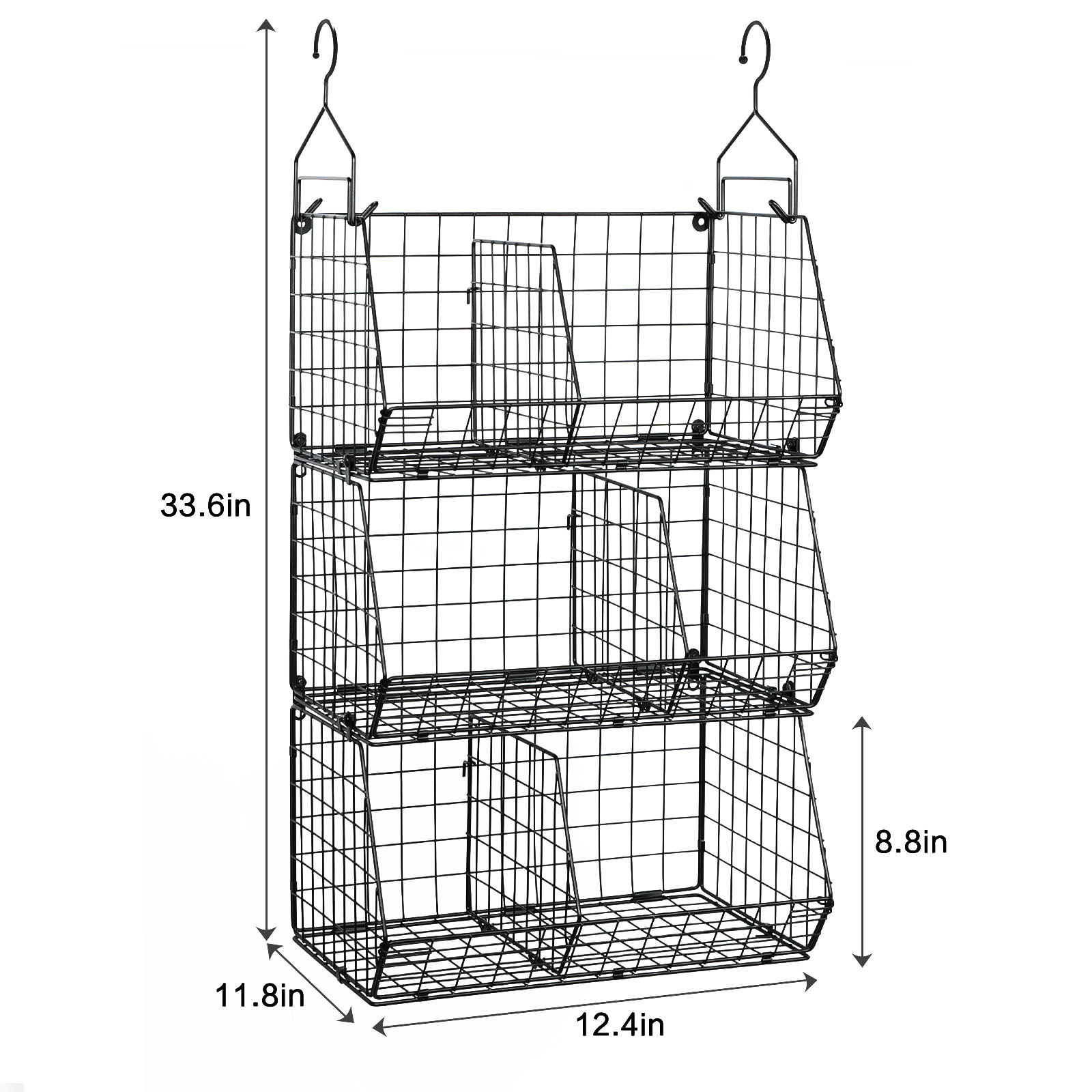 3 Tier Stackable Foldable Hanging Closet Organizer with Divider Coutertop Hanging Clothing Organizer