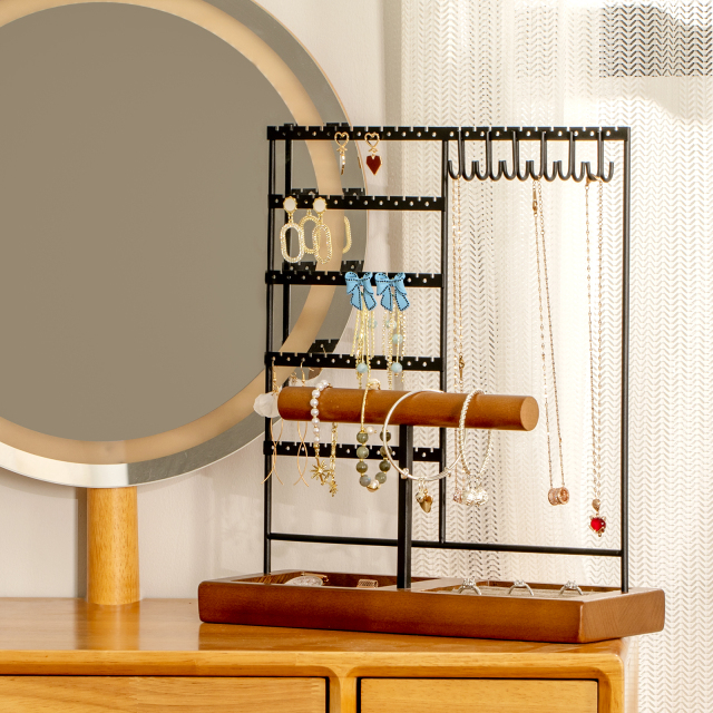5 Tier Earring Necklace Display with Holder