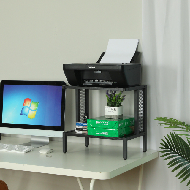 Printer Stand Storage Under Desk Printer Table  2 Tiers Mobile Rolling Printer Cart with Wheels