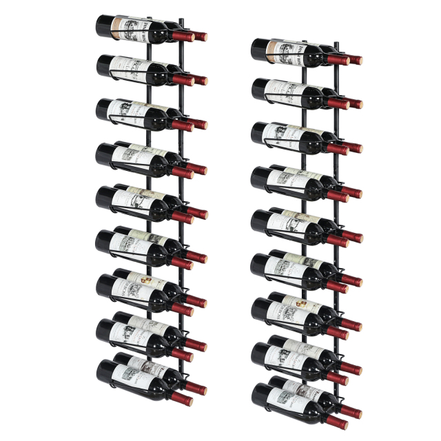 36 Bottle Wall Mounted Adjustable and Separable Metal Hanging Wine Bottle Holder Rack