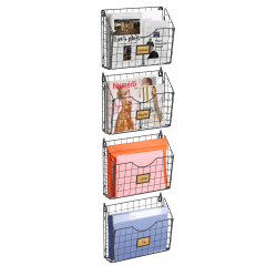Stackable Hanging Wall Files Rack & 4-Tier Metal Folder Wall File Holder