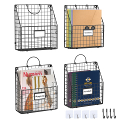 Hanging Wall File Holder Organizer Metal Wall Mount File Folders Magazine Rack