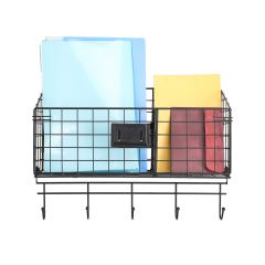 Wire Basket Desk Organizer Adjustable Divider and Tag Slot Wall Mounted Files Organizer