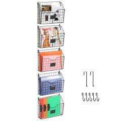 5 Tier Over the Door File Organizer Stackable Hanging Wall Files Rack