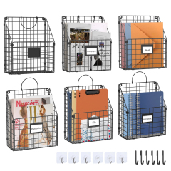 Hanging Wall File Holder Organizer Metal Wall Mount File Folders Holder Magazine Rack