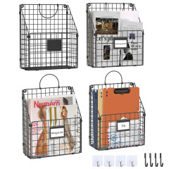 Hanging Wall File Holder Organizer Metal Wall Mount File Folders Holder Magazine Rack