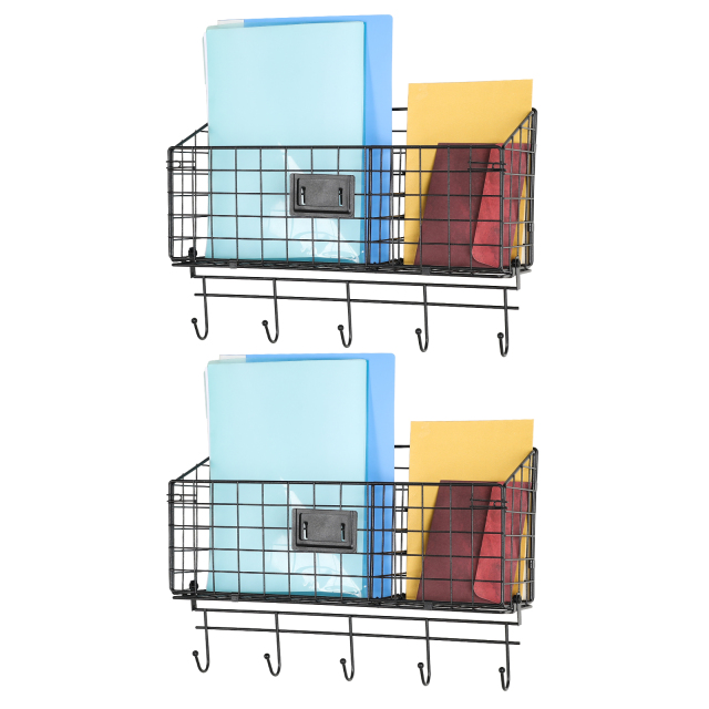 Wire Basket Desk Organizer Adjustable Divider and Tag Slot Wall Mounted Files Organizer