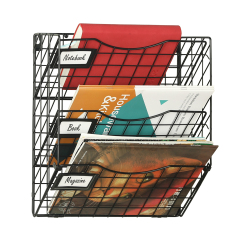 2 Pack Wall Mounted Mesh File Organizer with 4 Adjustable Dividers